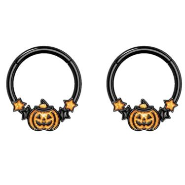 Imagem de Niaspi Anel de septo de nariz de abóbora 16G para mulheres e homens, argola de cartilagem, brincos de argola de Halloween, piercing de narina, joia corporal, 10mm, Metal, Sem Pedra Preciosa