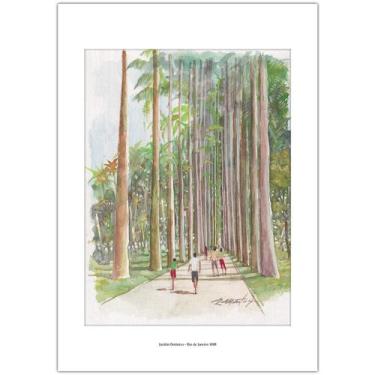 Imagem de Jardim Botânico Rio de Janeiro 1808  Arte Aquarela para Quadro Decorat