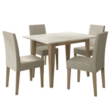 Imagem de Sala de Jantar Kate 120x90 Tampo com Vidro 4 Cadeiras Josi Poliman Moveis