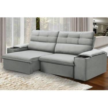 Imagem de Sofá Retrátil e Reclinável Vannes 225cm com Porta Copos e Objetos - Fe