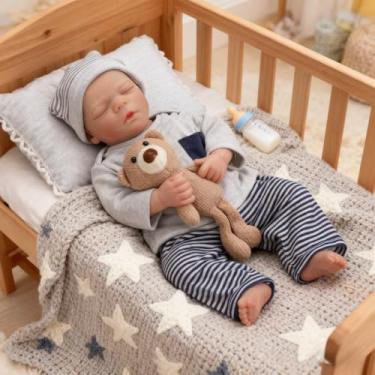 Imagem de Bebê Reborn Boneca Realista Menino Corpo de Silicone 48cm