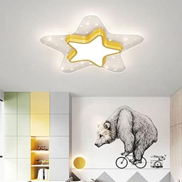 Imagem de Luminária retrô, luminária de teto para quarto de meninos e meninas, lustre moderno e simples, ambiente nórdico, quarto, estudo, proteção para os olhos, pentagrama, luminária de teto, vida i