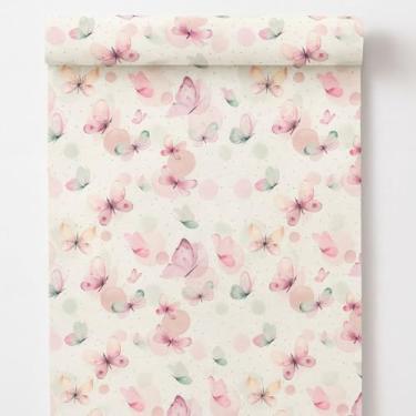 Imagem de Papel de Parede Autoadesivo Borboletas Rosa – 5m x 45cm, Decorativo para Sala, Quarto e Banheiro