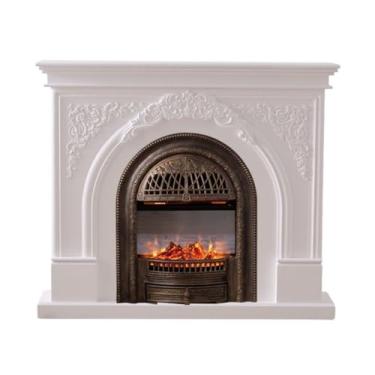 Imagem de Lareira Decorativa Lareira elétrica de estilo tradicional com manto, núcleo aquecedor em formato gaiola e chama realista 3D(Bronze)
