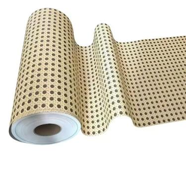 Imagem de Papel de parede com padrão de vime simulado feito de PVC para decoração de interiores de móveis embelezamento 45 x 1,000 cm