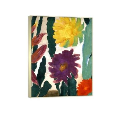 Imagem de BMZFYBS Arte de parede em tela de flores reprodução de pintura famosa - imagens de moldura prateada para sala de estar - Flores 7-Decor Poster e impressões 20x25cm8x10in