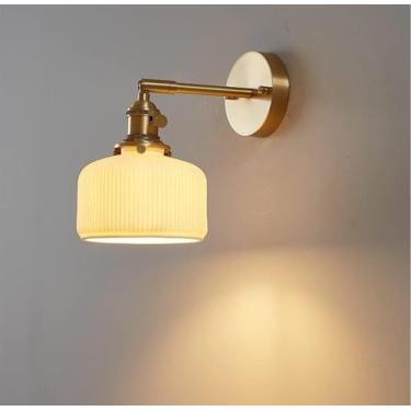 Imagem de Luminária de parede E27 Luminária de parede ajustável Luminária de parede em latão e cerâmica Compatível com quarto, sala de estar, corredor, interruptor rotativo, luminária de parede, luz d