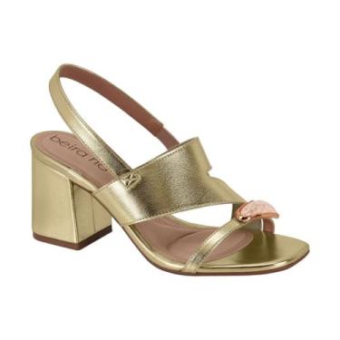 Imagem de Sandália Feminina Beira Rio – Metalizada, Conforto, Leve e Uso Diário – Moderna e Elegante (Dourado, BR, Adulto, Numérico, 37)