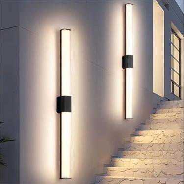 Imagem de Luminária de parede externa LED preta para decoração de parede externa IP65 à prova d'água Luminária de parede simples de alumínio acrílico Iluminação de parede para cima/baixo Moderna para