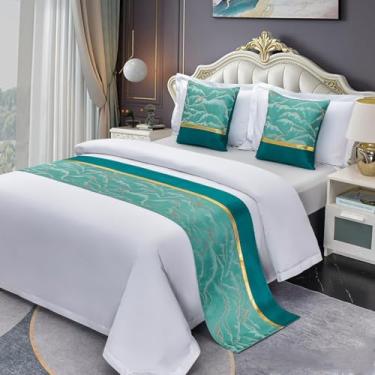 Imagem de Cachecol de corredor de cama de hotel, sem desbotamento, proteção de cama de luxo para quarto, decoração moderna, toalha de cama macia para solteiro, queen king, tamanho azul||50 x 180 cm para cama de