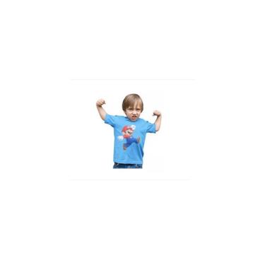 Imagem de Camiseta Super Mario Bros para videogame infantil estampada em algodão