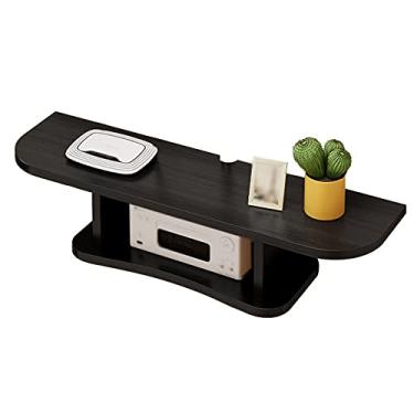 Imagem de Prateleira de TV montada na parede – Organize seu espaço de entretenimento com material de placa de alta densidade armário flutuante com suporte de TV com orifício para DVD Blu-Ray Player TV por