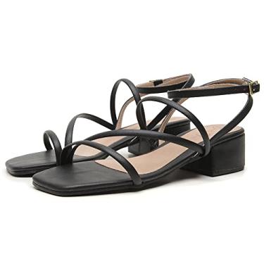 Imagem de Sandalia Saltinho Baixo Feminina Festa Versatil Fechamento Fivela Palmilha EVA Casual Tamanho:38;Cor:Preto;Gênero:Feminino;Departamento BS:Esporte