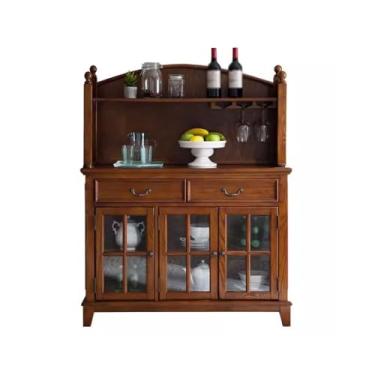 Imagem de Armário de buffet simples de madeira maciça aparador de jantar armário de armazenamento de parede doméstico armário de pratos de restaurante armário de preparação de refeições aparador