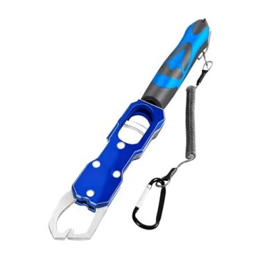 Imagem de Generic Alicate de pesca fácil de pegar, balança embutida, antiderrapante, 39 libras, com cordão de segurança, suporte removedor de anzol leve, Azul