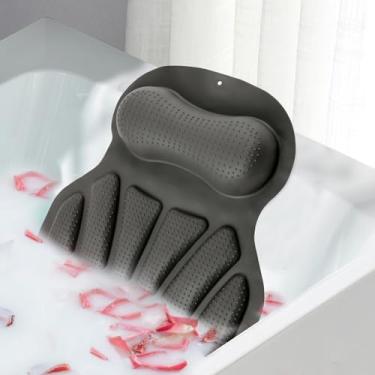 Imagem de Almofada de banho de silicone para banheira, travesseiro ergonômico para banheira com ventosas ajuda a apoiar a cabeça, costas, ombros e pescoço, serve para todas as banheiras, banheiras de