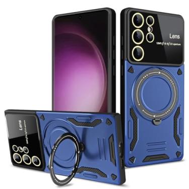 Imagem de Umiup Capa à prova de choque para Samsung Galaxy S24ultra/S24plus/S24, capa de telefone com proteção total da câmera com suporte de anel oculto, azul, S24plus