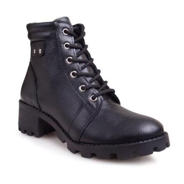 Imagem de Bota coturno matilda em couro legitimo - LOJA RPERONI, Preto, 36