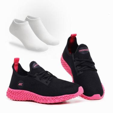 Imagem de Combo Tênis Feminino Esportivo Com Meia Perfeito para Caminhar, Treina