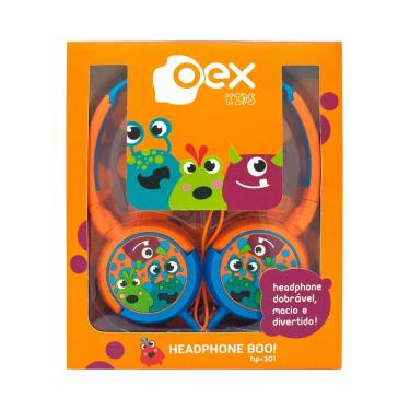 Imagem de Fone De Ouvido Infantil Fones Giratorios Oex Kids Boo! Hp301 - 85Db Laranja/Azul