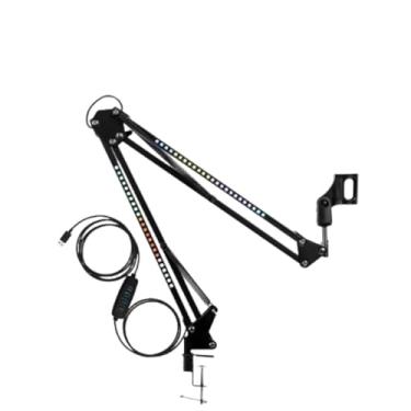 Imagem de Novavida, Suporte para Microfone com Braço Articulado e Iluminação RGB Ajustável Ideal para Streaming Games e Estúdio Com Controle