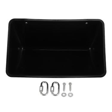 Imagem de Alimentador de cabra de galinha pendurado em cerca de plástico montado bebedouro de grande capacidade para aves de capoeira gado preto 28,4 x 14 cm com 2 clipes