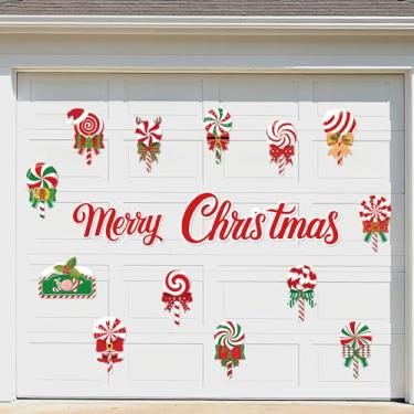 Imagem de Merry Christmas Garage Door Magnets Candy Cane Refrigerator Magnets Cover Xmas Kitchen Dishwasher Fridge Magnetic Sticker Winter Holiday Door Mail Box Magnet Decor