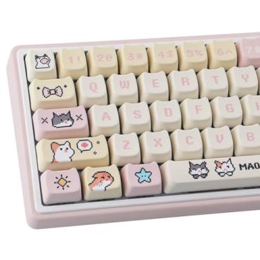 Imagem de TYRIXKI Teclas PBT 132 Teclas Pixel Cat Teclas de Sublimação de Tinta Fofa Perfil Mao Teclado Personalizado para Teclados Cherry Gateron MX Swithes Mecânicos Gaming