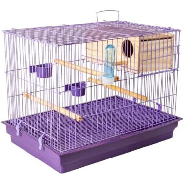Imagem de Gaiola COMPLETA Criadeira Para Aves Calopsita Com Ninho MDF Resistente Durável(Lilás/Lilás,Sem Ninho)