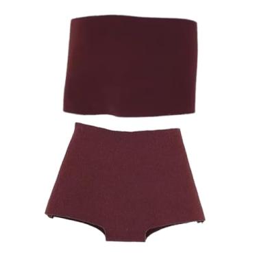 Imagem de simhoa Roupas femininas em escala 1/6, fantasias estilosas, acessórios para vestir, presente ideal, coleção de roupas, bonecos de ação, roupas de boneca, Vermelho Escuro