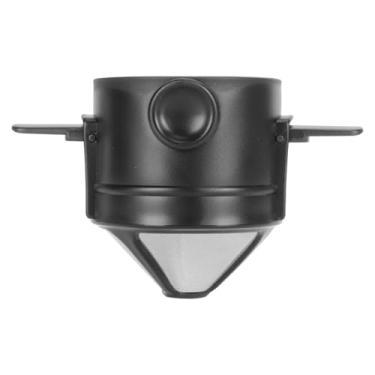 Imagem de Pilipane Cafeteira reutilizável, sem papel, de aço inoxidável, fácil de limpar, filtro de café com alça dobrável para viagens, acampamento, escritório, casa