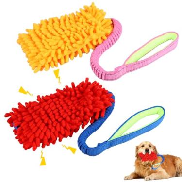 Imagem de 2 peças de brinquedo de puxar para cães, brinquedos de corda de guerra com som estridente, brinquedo de puxar para cães pequenos, médios e grandes, para exercícios e jogos interativos (vermelho +