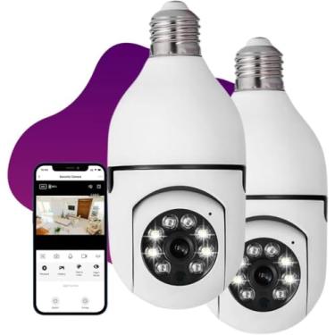 Imagem de Kit 2 Câmeras de Segurança IP Lâmpada WiFi Full HD 1080p com Visão Noturna Infravermelho 1080P, Yoosee, Bivolt, Detecção de Movimento, Áudio Bidirecional, Prova D'água Giratória Linha Premium