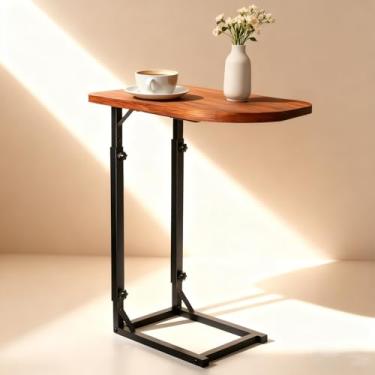 Imagem de WHEARTED Mesa lateral, mesa de canto em forma de C para sofá, mesa de cabeceira, bandeja de TV, mesa de centro pequena, mesas laterais estreitas para sala de estar, quarto, banheiro, mesa pequena para