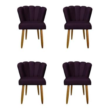 Imagem de Kit 4 Cadeiras Flor para Quarto Penteadeira - Balaqui Decor Cor:roxo