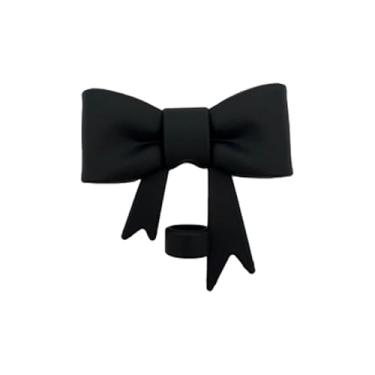 Imagem de 1 peça preta: capa de canudo de silicone em forma de laço fofo, protetor de canudo reutilizável para canudos (várias cores)