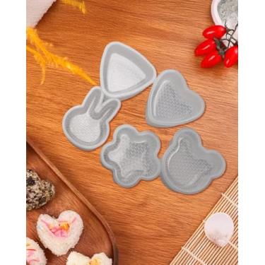 Imagem de 5 peças de moldes criativos para bolas de arroz, molde de sushi Nori de desenho transparente, ferramentas de cozinha divertidas para fazer bolas de arroz moldadas LCC2390-03