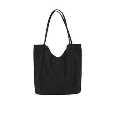 Imagem de Jeelow Bolsa de ombro de lona para homens e mulheres, Bolsa preta grande, Large