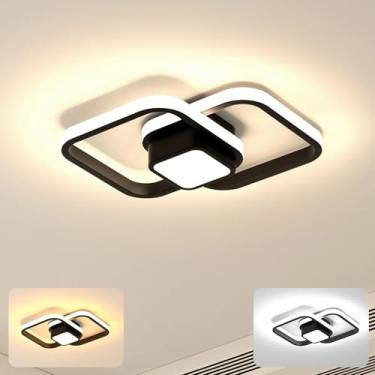 Imagem de Trailabo Luminária de Teto LED, 3 Cores Reguláveis, Controle de Intensidade, para Sala e Quarto (Preto)