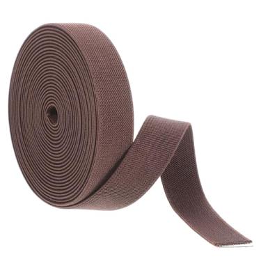 Imagem de Elástico marrom de 2,5 cm para costura, elástico de dois lados, elástico de sarja, elástico, carretel de elástico de alta elasticidade para costurar calças de cintura, projetos de artesanato faça você