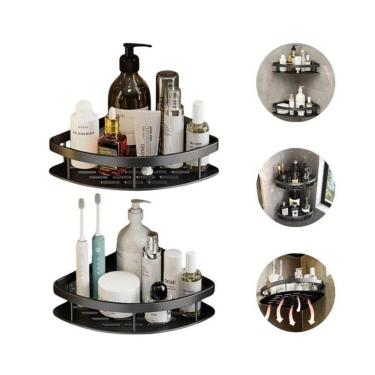 Imagem de Kit 2 Porta Shampoo Suporte Preto Canto Organizador Banheiro