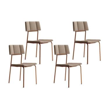 Imagem de Cadeira Sala De Jantar Lou 1742 Kit 4 Uni Rose-linho Areia - Carraro