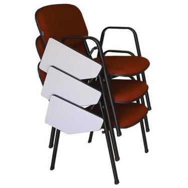 Imagem de 03 Cadeiras Escolar Universitária Linha Hotel Auditório Vermelho