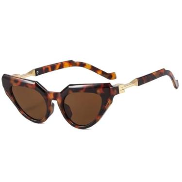 Imagem de Óculos de sol femininos com armação de leopardo e armação de gato, tendência de luxo, UV400, masculino, vintage, retrô, degradê (chá de leopardo)