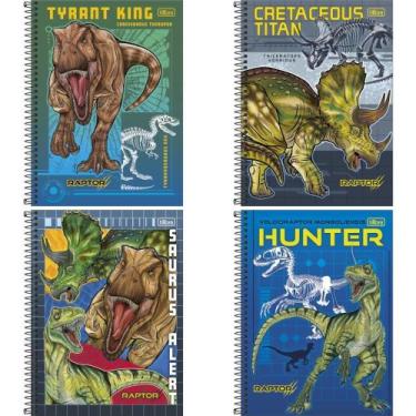 Imagem de Caderno Espiral Capa Dura Raptor 80 Folhas 1 Matéria - Pacote com 4 - 