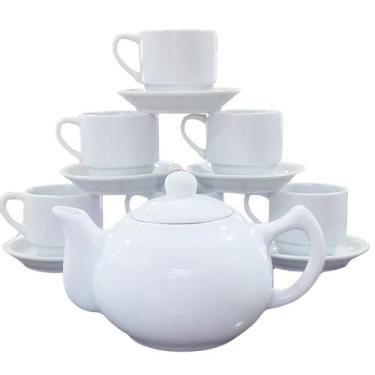 Imagem de Jogo de Café e Chá Mesa Posta 13 Peças - Bule Chaleira 830ML + Kit 6 X