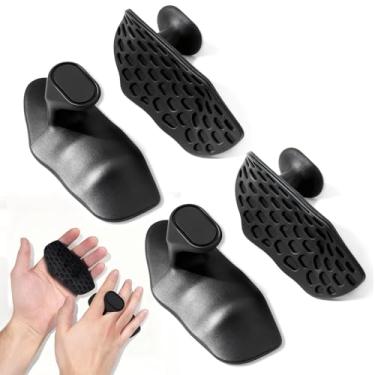 Imagem de HSOOVZN Punhos antiderrapantes para treino, 4 peças de luvas protetoras de mão ergonômicas de borracha para levantamento de peso, flexões, treinamento de academia e exercícios (preto)