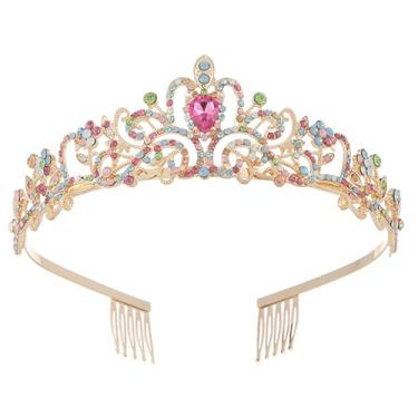 Imagem de Qiufruit Tiara de noiva com coroa de rainha de cristal, coroa de princesa, casamento, festa de aniversário, acessórios de cabelo para mulheres e meninas, One Size, Liga metálica, Sem Pedra Preciosa