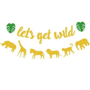 Imagem de Banner de decorações de festa Let's Get Wild Animal Theme - Joymee