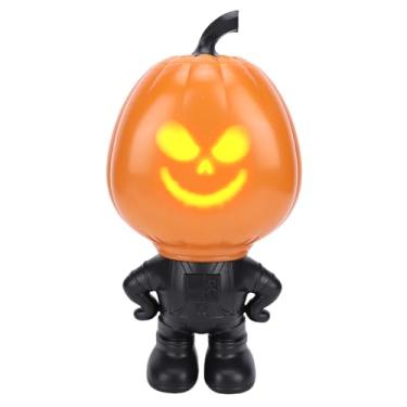 Imagem de Luqeeg Estatueta de abóbora cantando falante com projetor iluminado, enfeite de mesa de abóbora, decorações internas de Halloween para decoração de Natal, manto de casa, lareira e presentes de festa